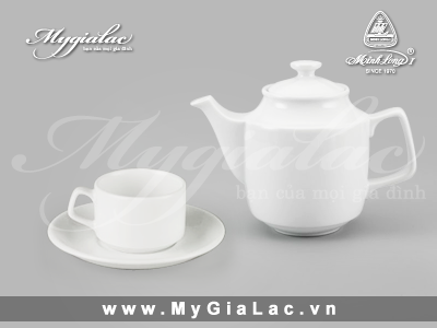 Bộ ấm trà gốm sứ Minh Long Jasmine Trắng 1.1L